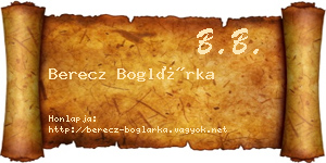 Berecz Boglárka névjegykártya